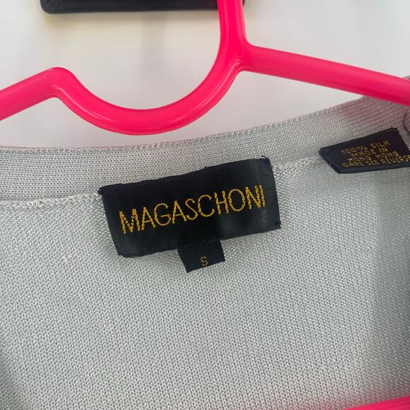 Magaschoni Silk Cardigan Size Small Sweater Classic Light Green Designer Luxury - Picture 3 of 14
